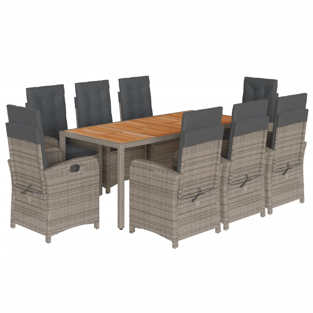 Garden Dining Set Gray PE Rattan Large UV-resistant materials