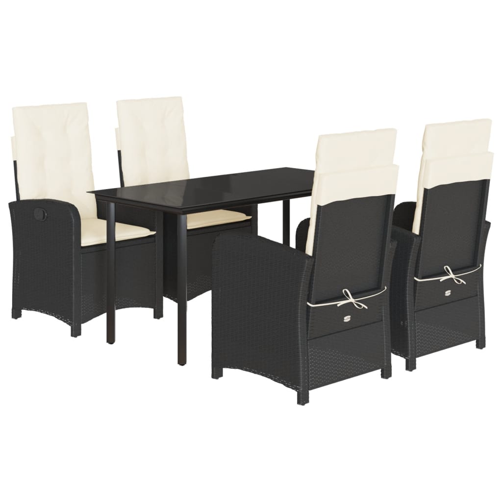 Patio Dining Set Set of 4 Black and Cream White