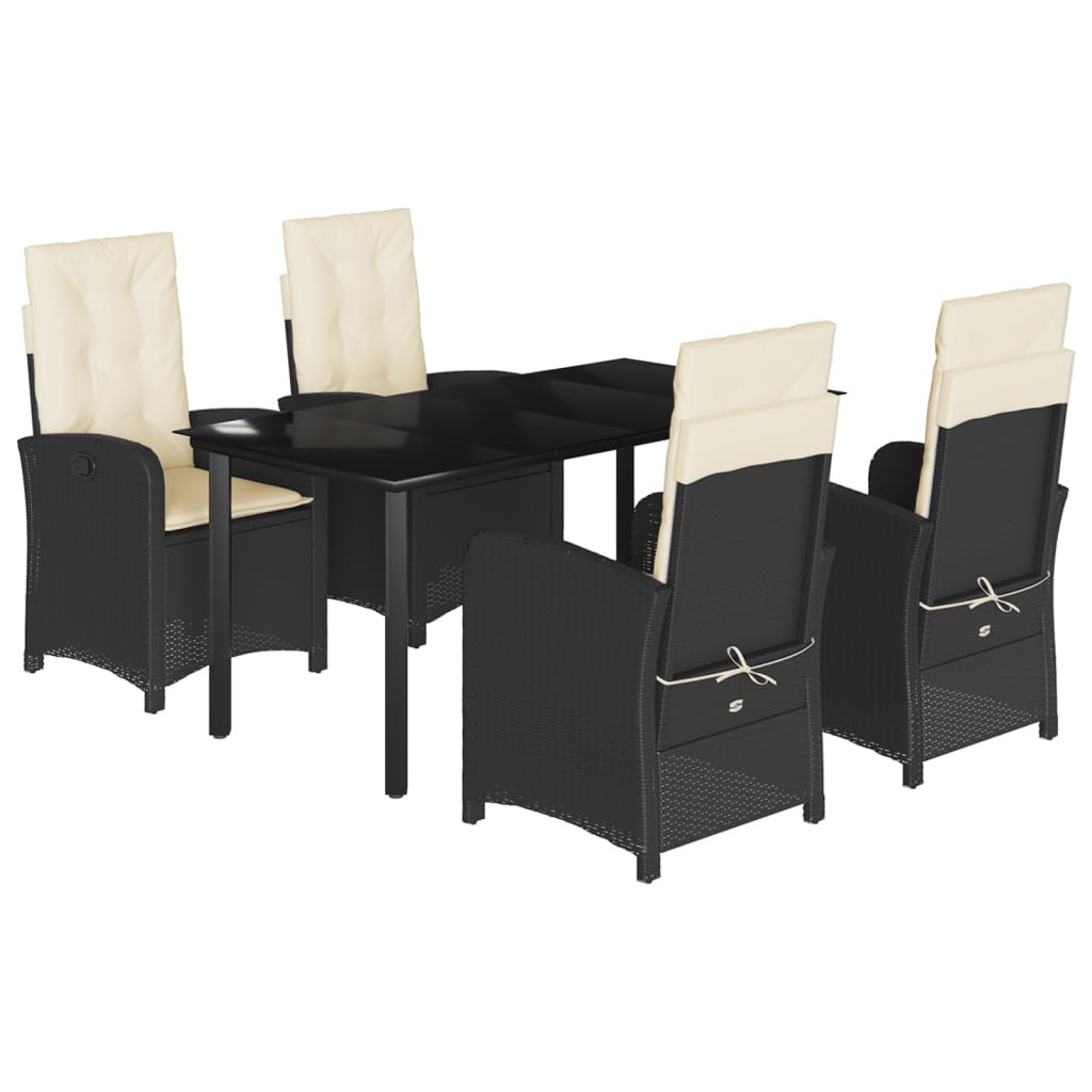 Garden Dining Set Black, Cream White