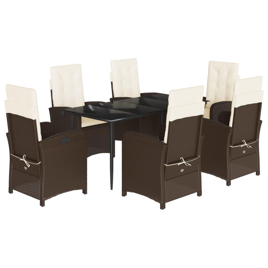 Patio Dining Set Set of 6 Brown, Black, Cream White