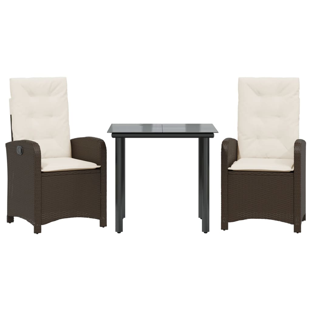 Garden Dining Set Brown PE Rattan Adjustable Feet