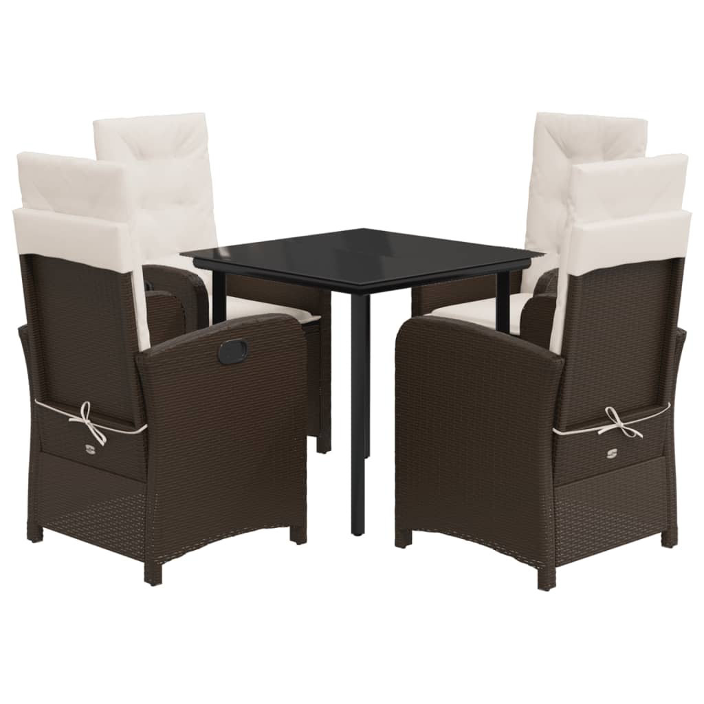 Patio Dining Set Set of 4 Brown PE rattan Adjustable Feet