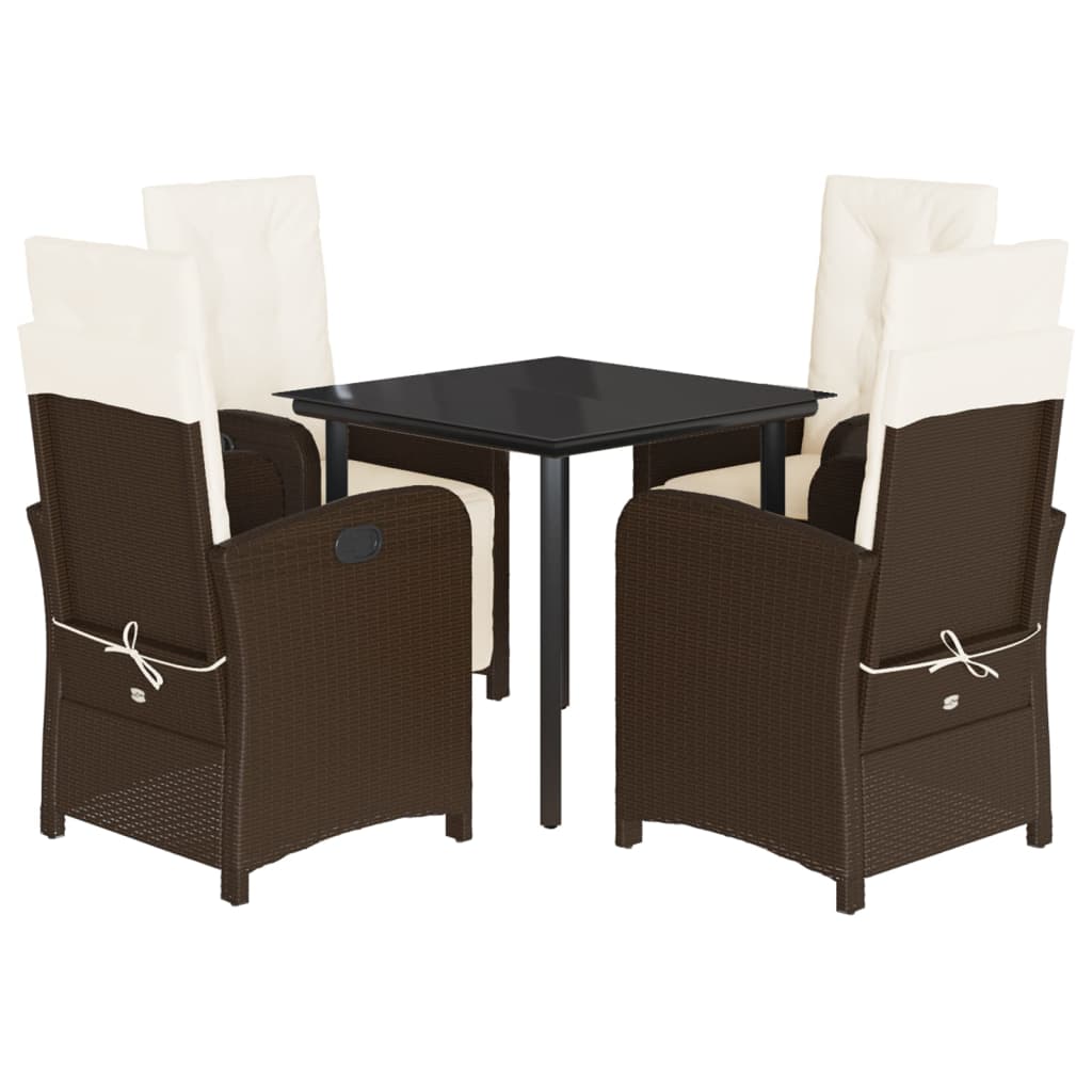 Patio Dining Set Set of 4 Brown, Cream White