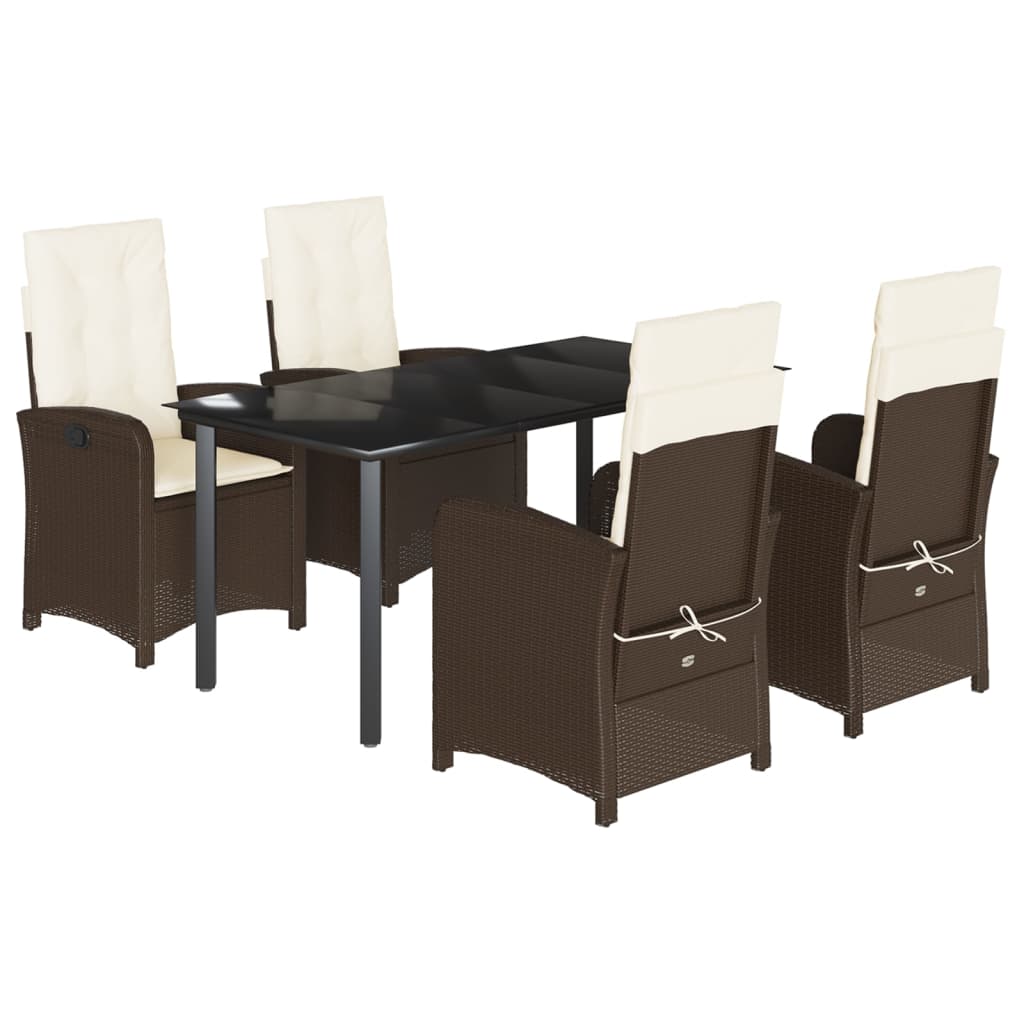 Garden Dining Set Brown, Black, Cream White