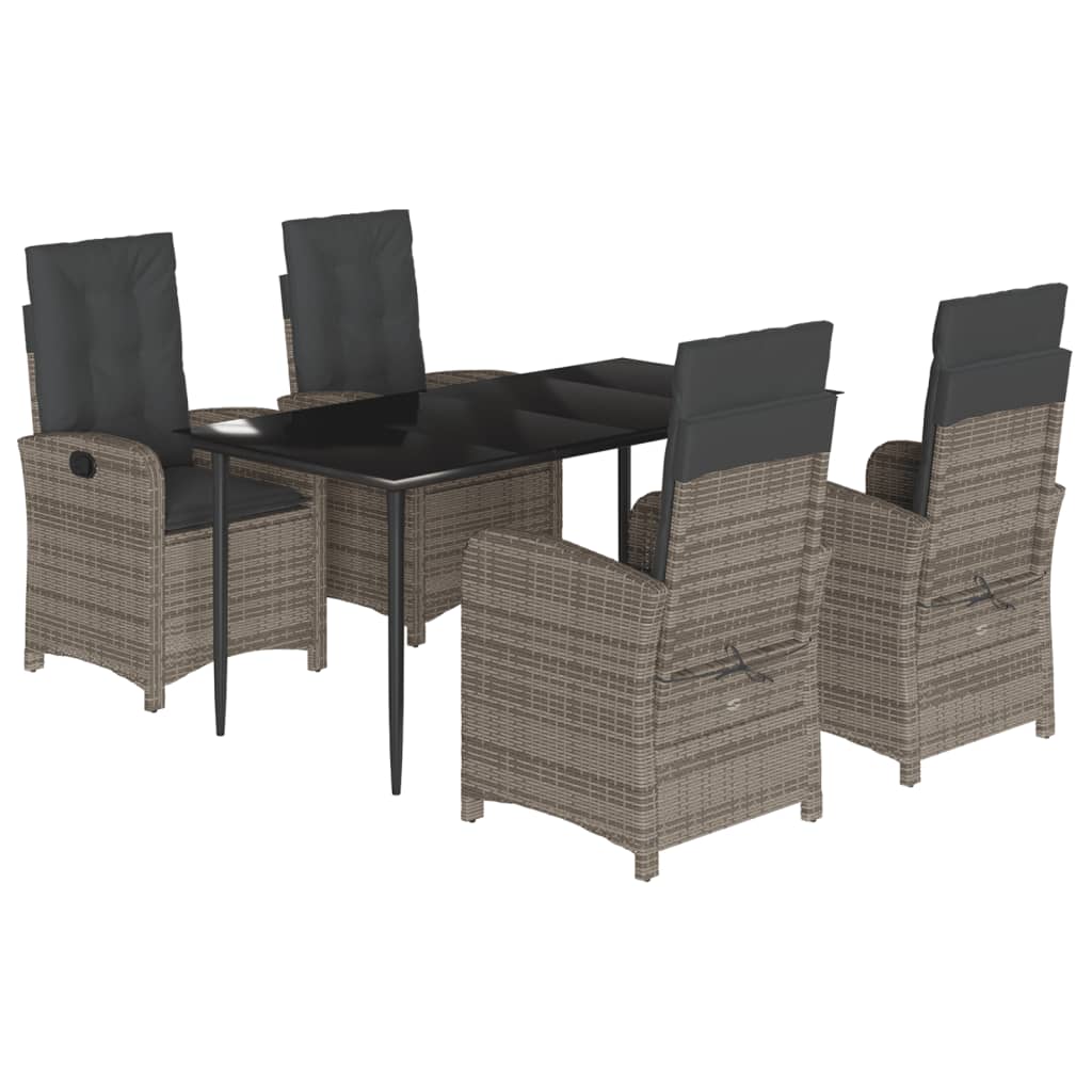 Garden Dining Set Grey, Black