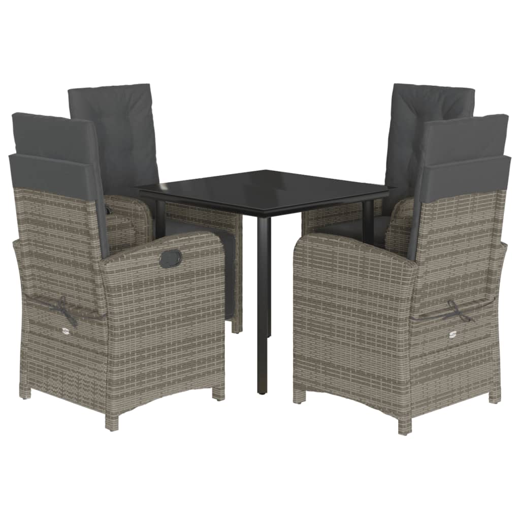 Garden Dining Set Grey Poly Rattan Medium Adjustable Armrests