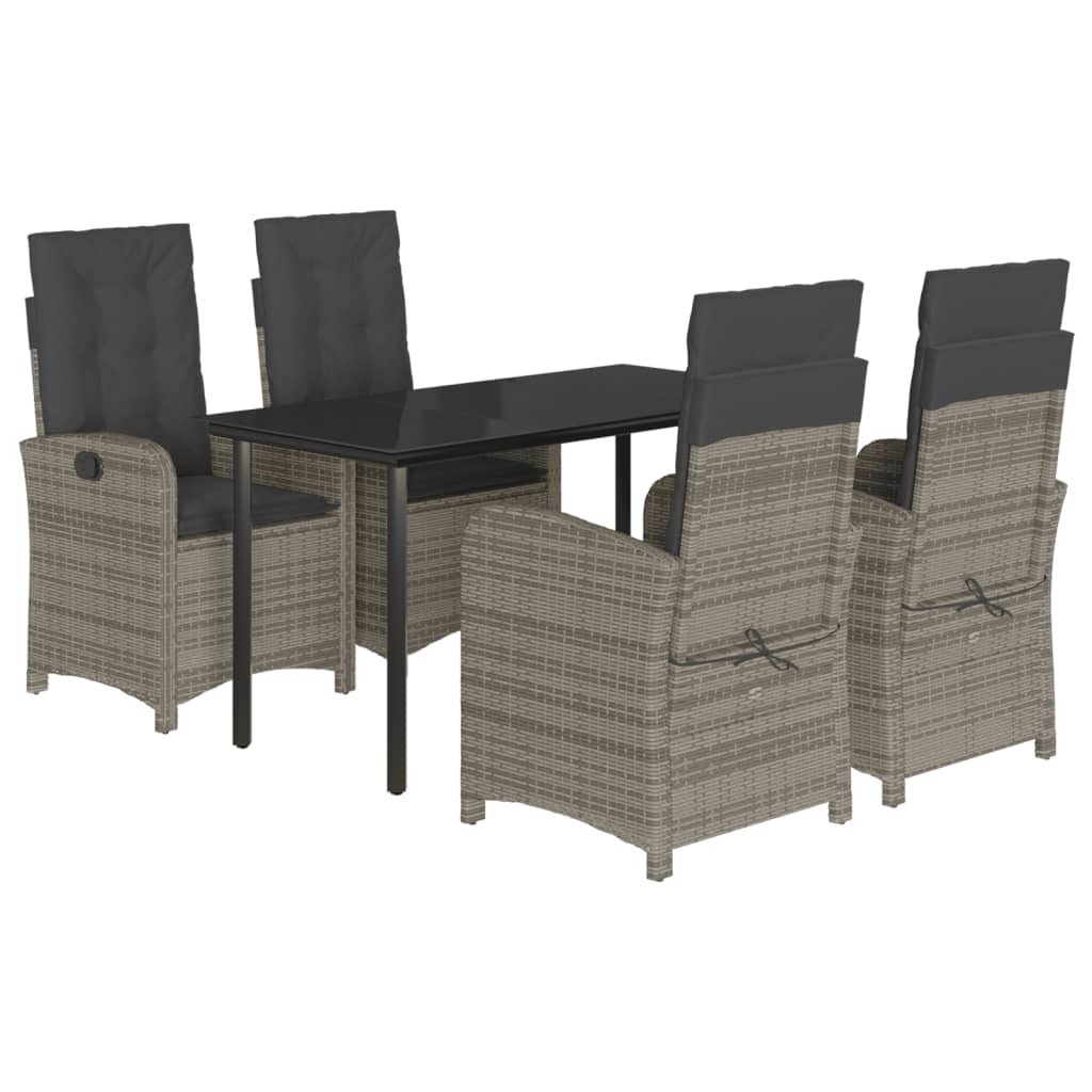 Garden Dining Set Grey PE rattan 5 Piece Set Removable Covers