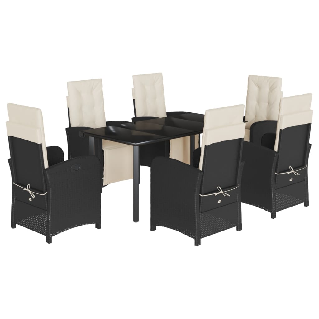 Garden Dining Set Black Poly Rattan 7-Piece Set