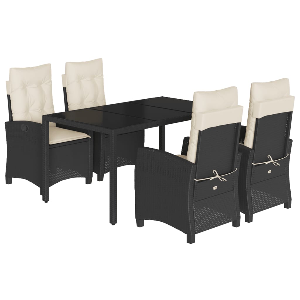 Garden Dining Set Black, Cream white