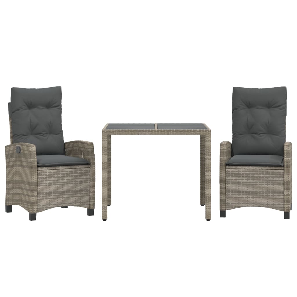 Garden Dining Set Grey PE Rattan Medium Removable Covers