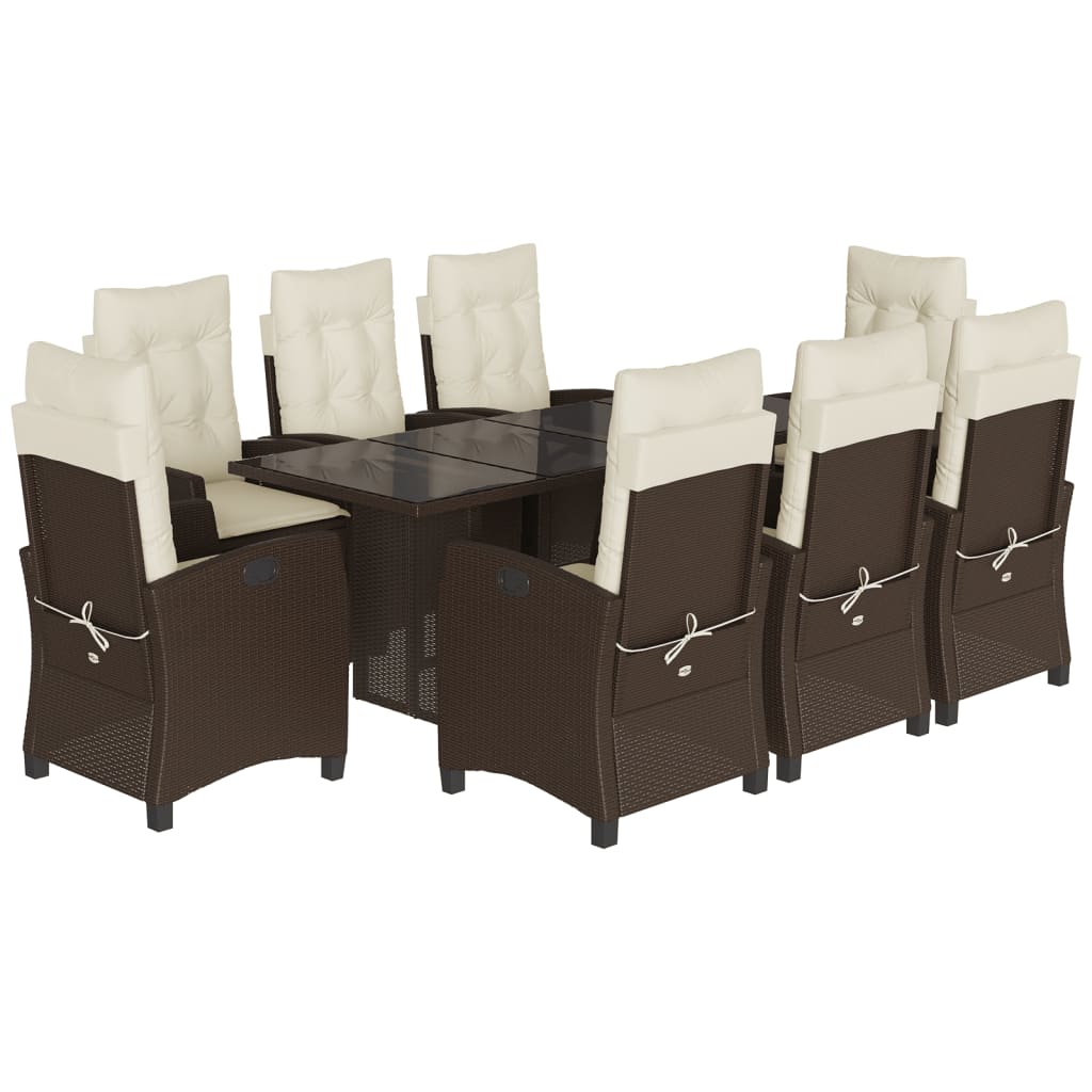 Garden Dining Set Brown PE rattan Large Adjustable Armrests
