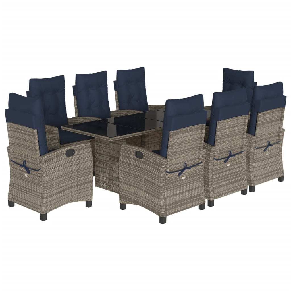 Garden Dining Set Grey, Navy Blue