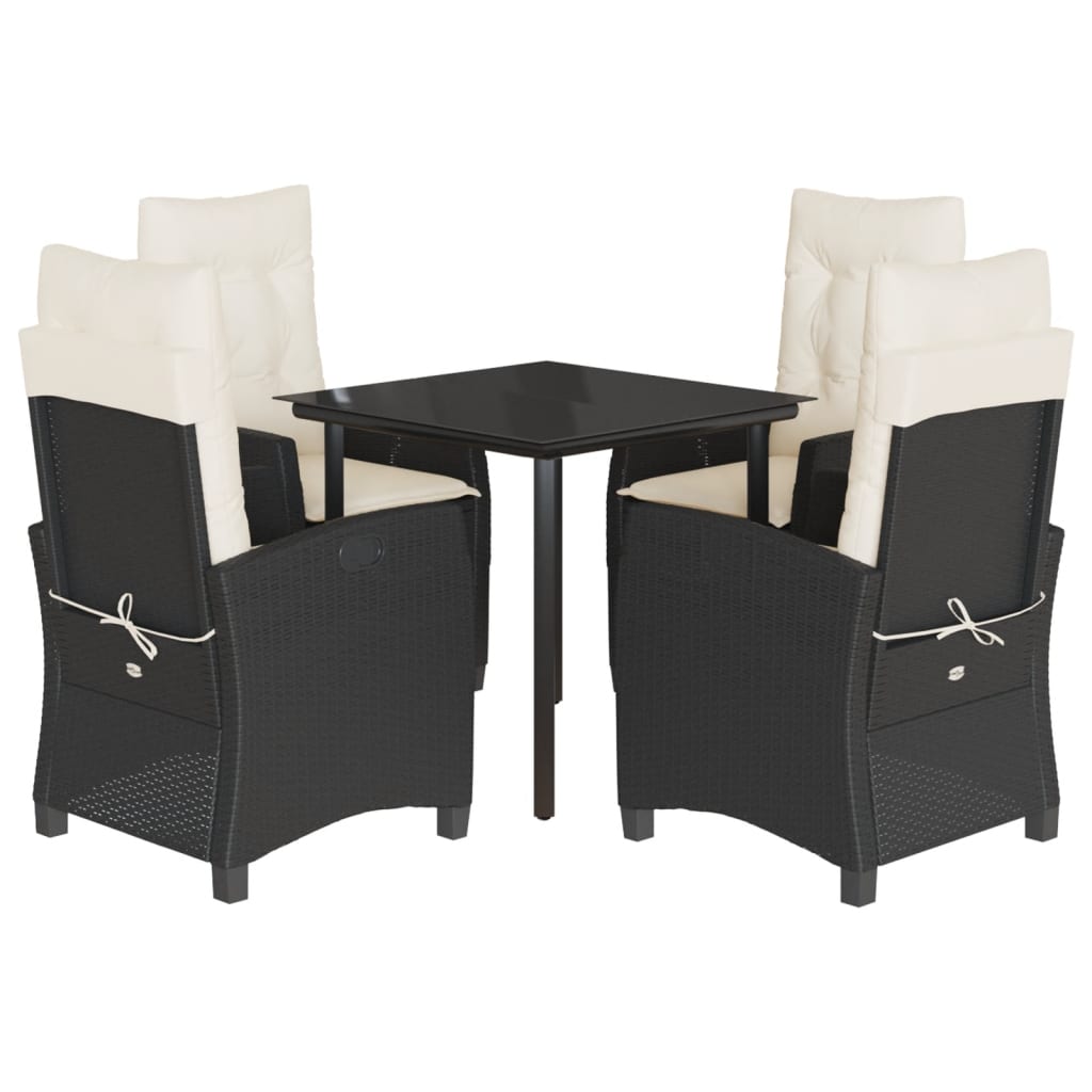 Garden Dining Set Black Poly Rattan 5-Piece Set