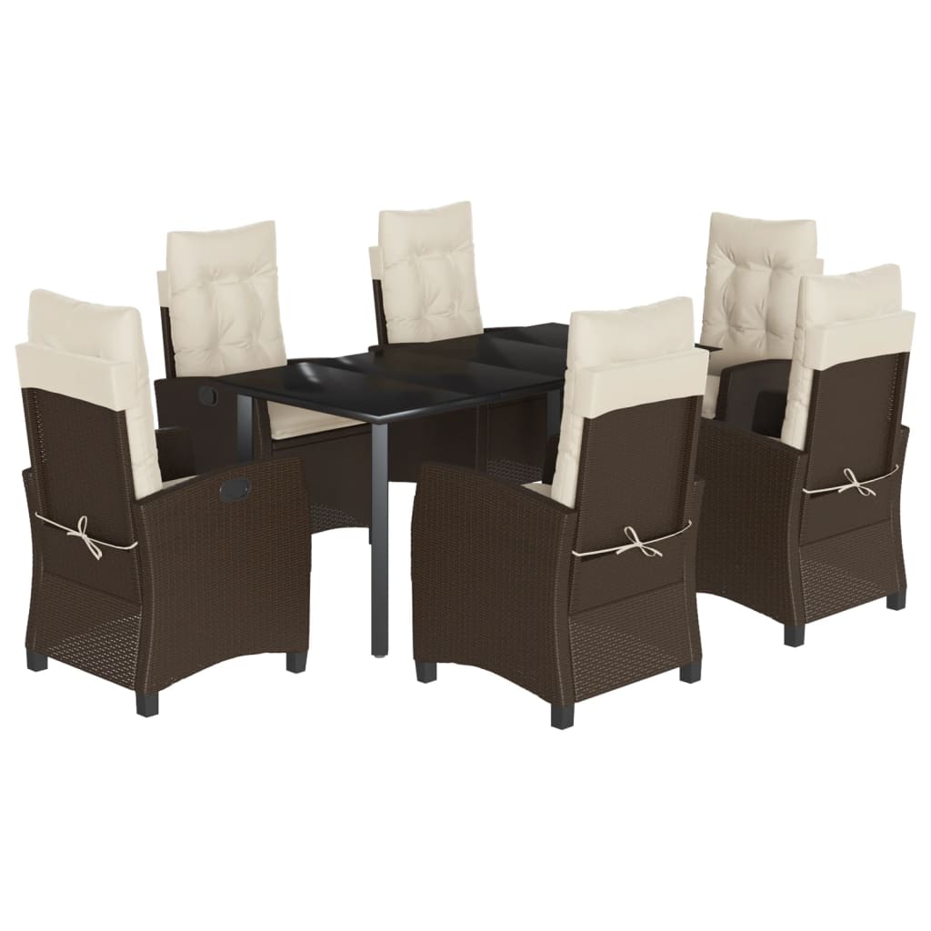 Garden Dining Set Brown, Black, Cream