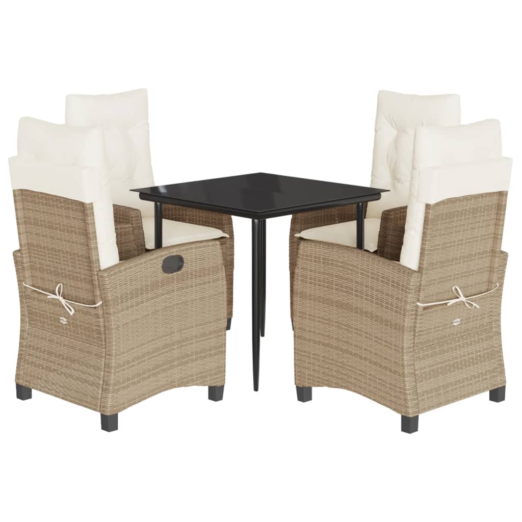 Garden Dining Set Beige PE rattan 5 Piece Set Seats Many