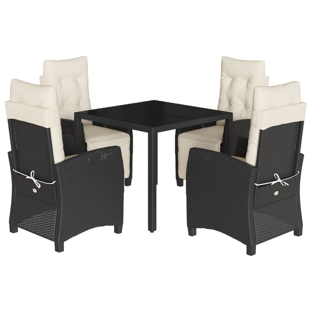 Garden Dining Set Black and Cream White