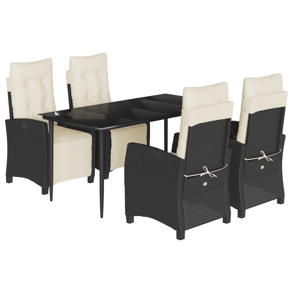 Garden Dining Set Black, Cream White