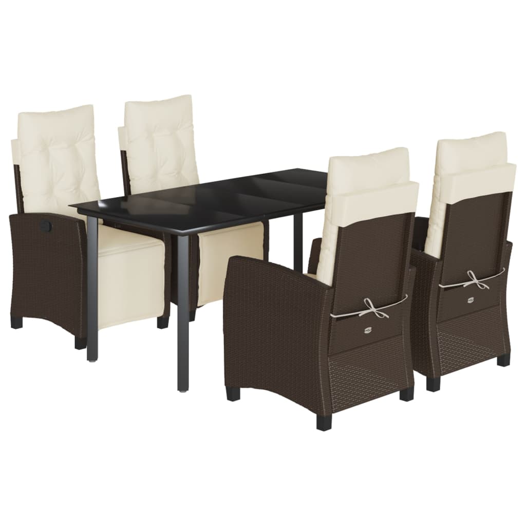 Garden Dining Set Brown, Black, Cream White