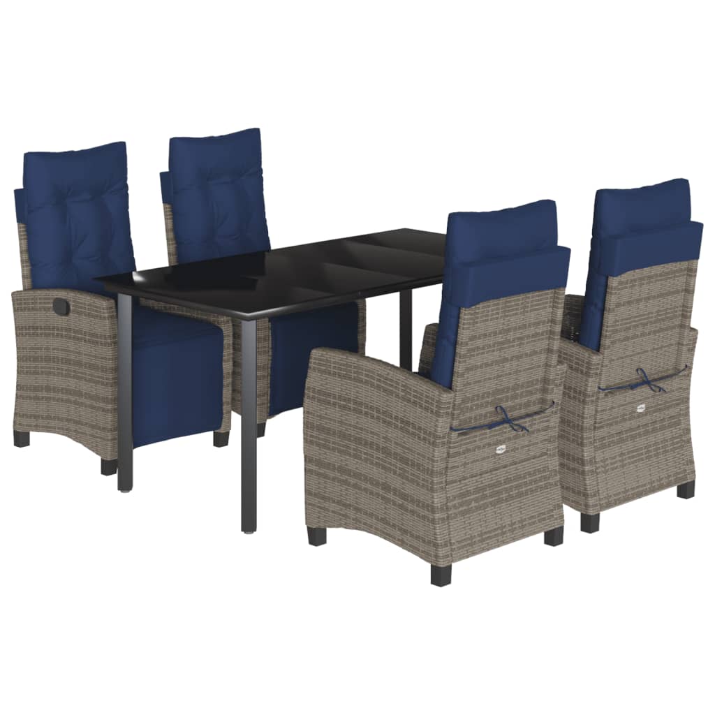 Garden Dining Set Grey PE rattan Medium Adjustable Armrests