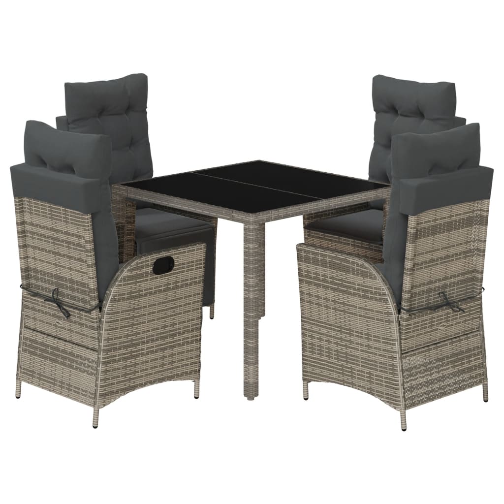 Garden Dining Set Grey PE rattan Standard Adjustable Armrests