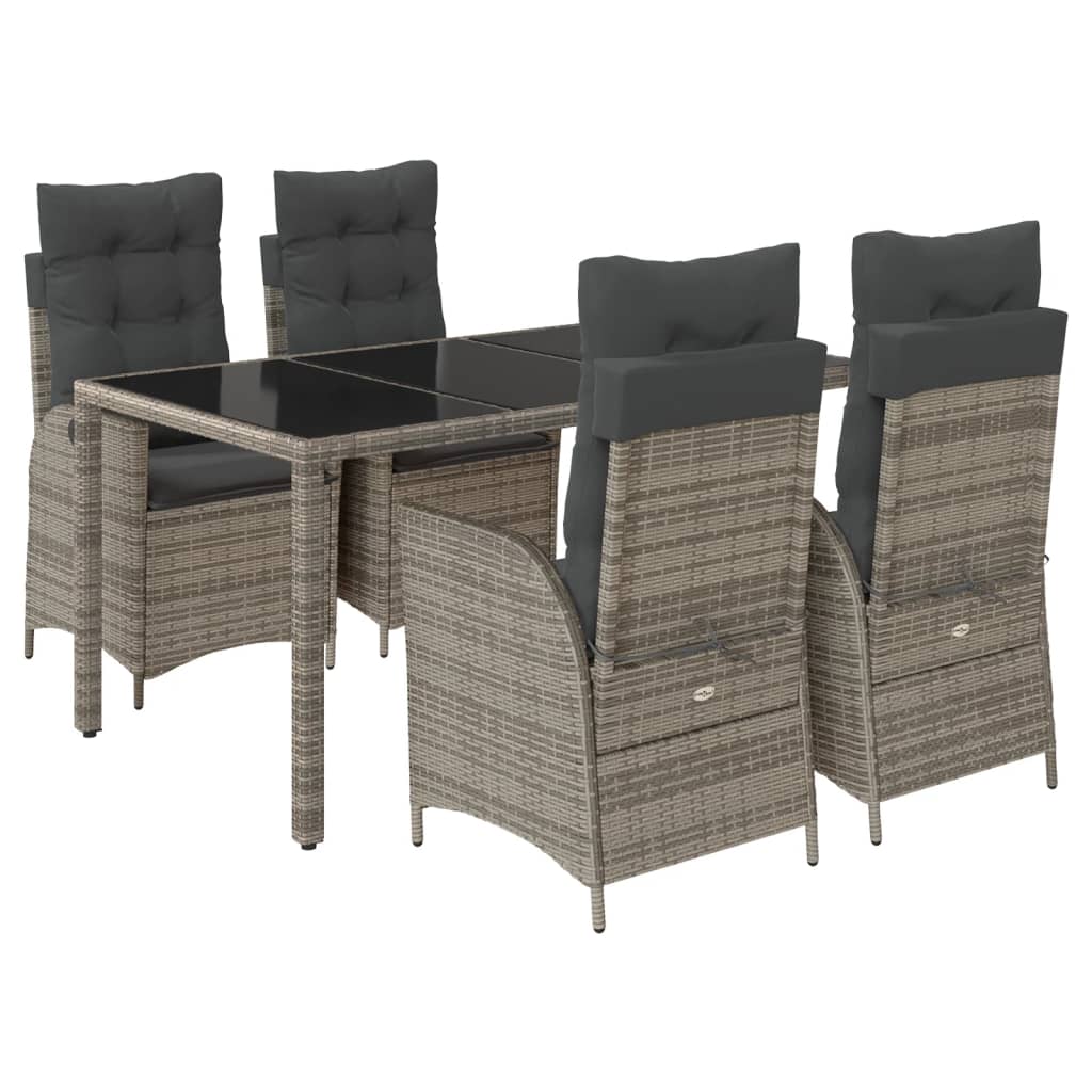 Garden Dining Set Grey PE Rattan Medium Height-Adjustable