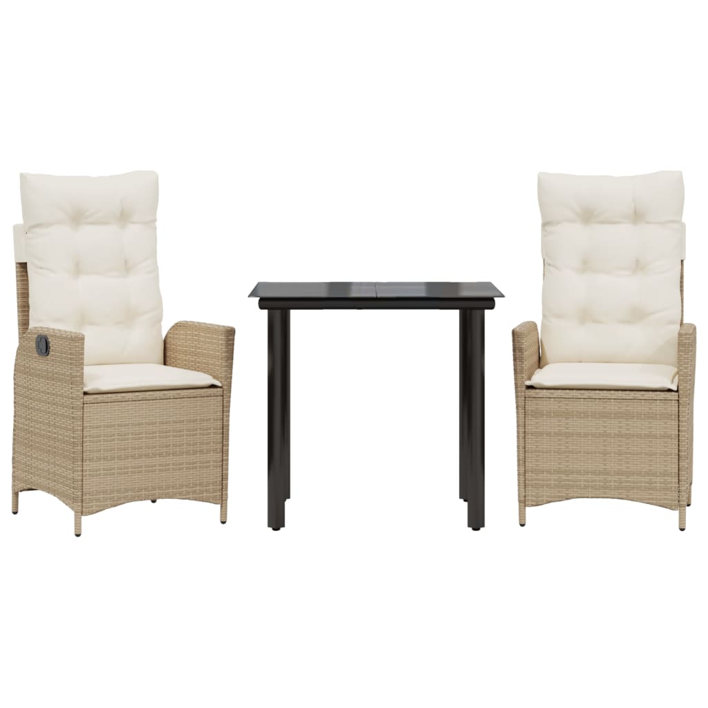 Garden Dining Set Beige and Black