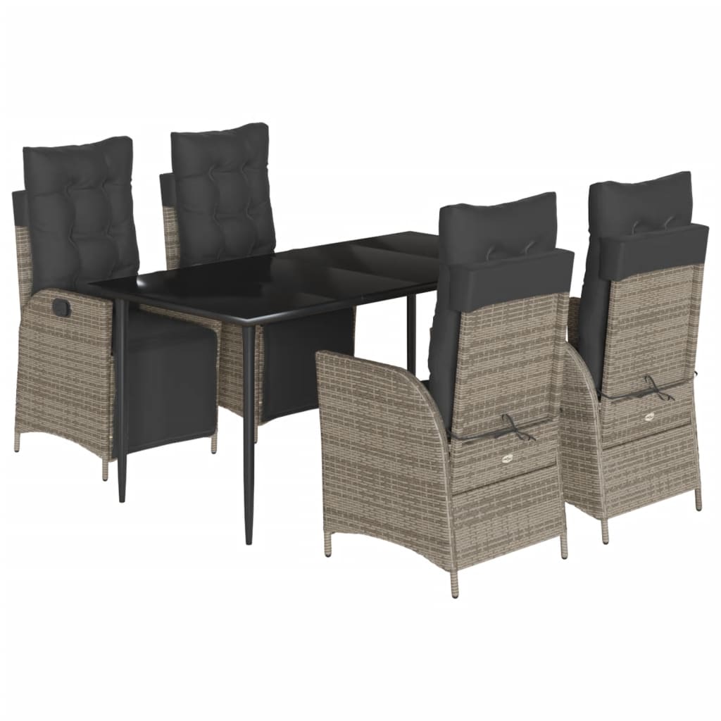 Garden Dining Set Grey, Black