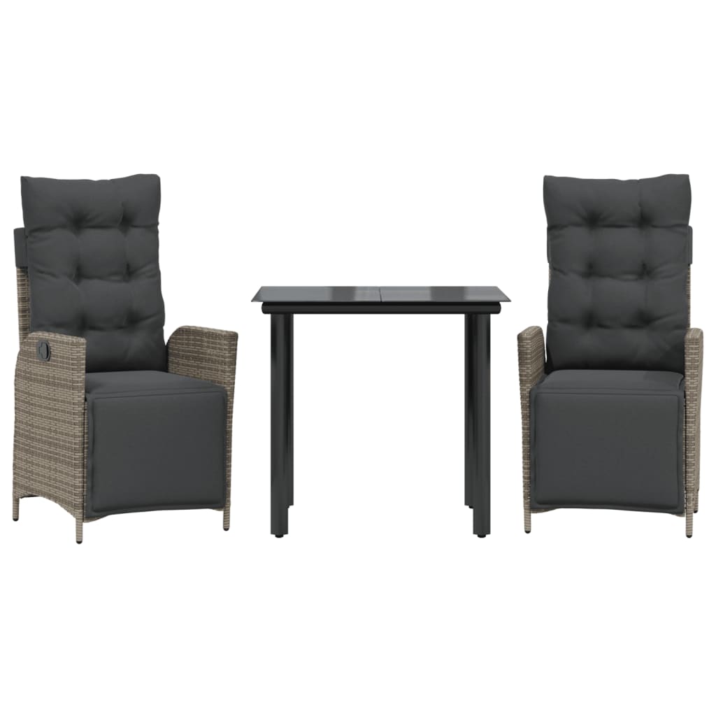 Garden Dining Set Grey PE rattan Medium Adjustable Footrests