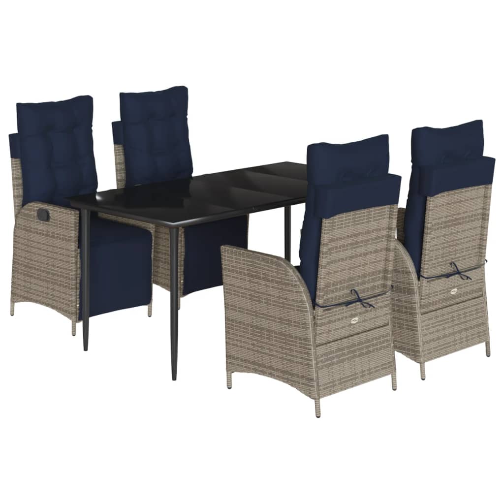 Garden Dining Set Gray PE rattan 5 Piece Set Garden Dining Set