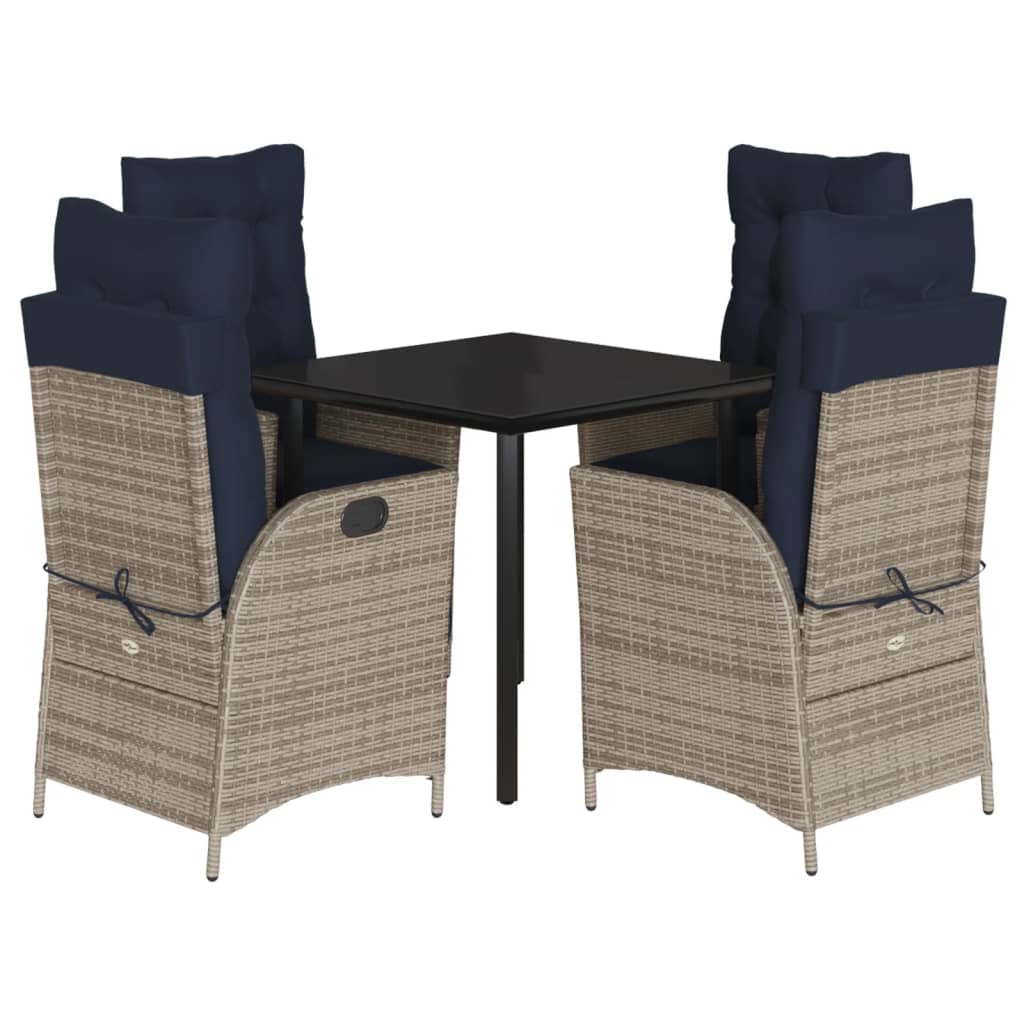 Garden Dining Set Grey PE rattan Medium UV-resistant materials