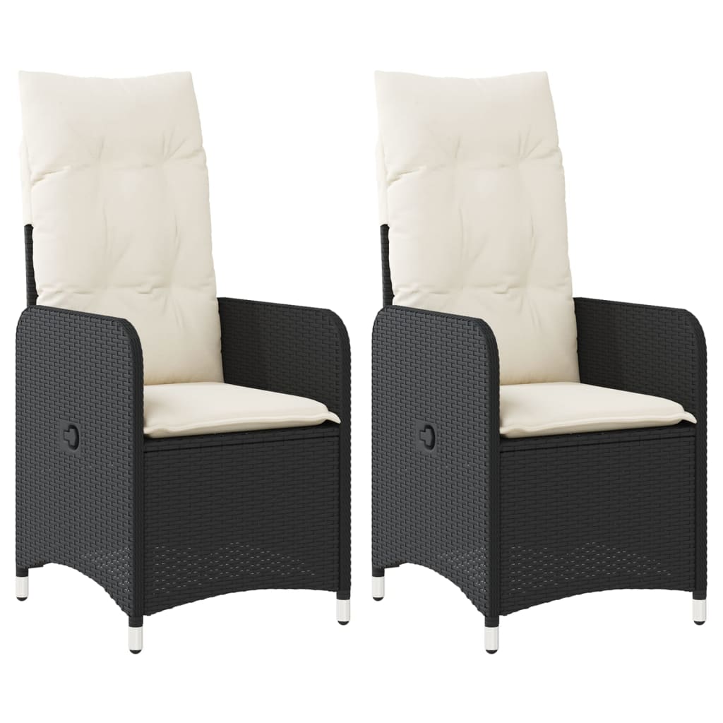Reclining Garden Chair Set of 2 Black PE rattan Regular