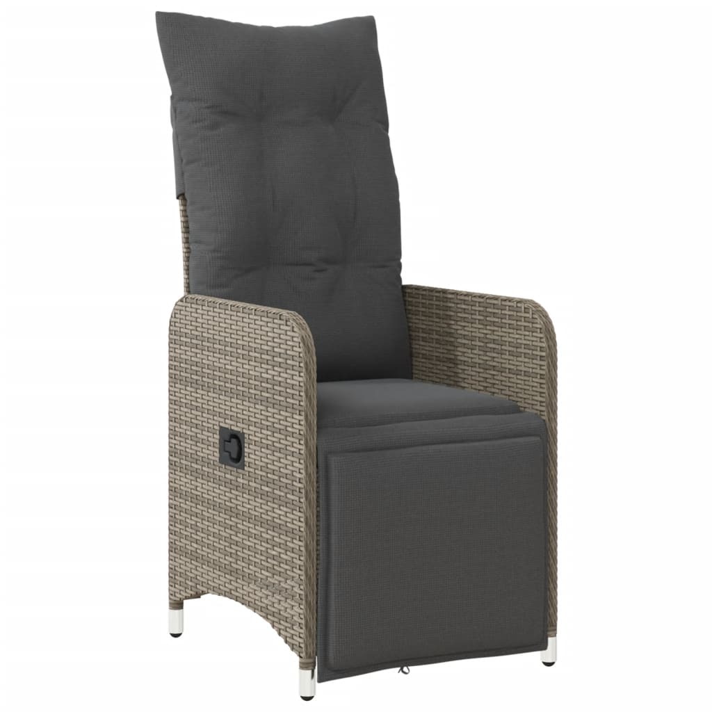 Reclining Garden Chair Grey Poly Rattan Standard Single Chair