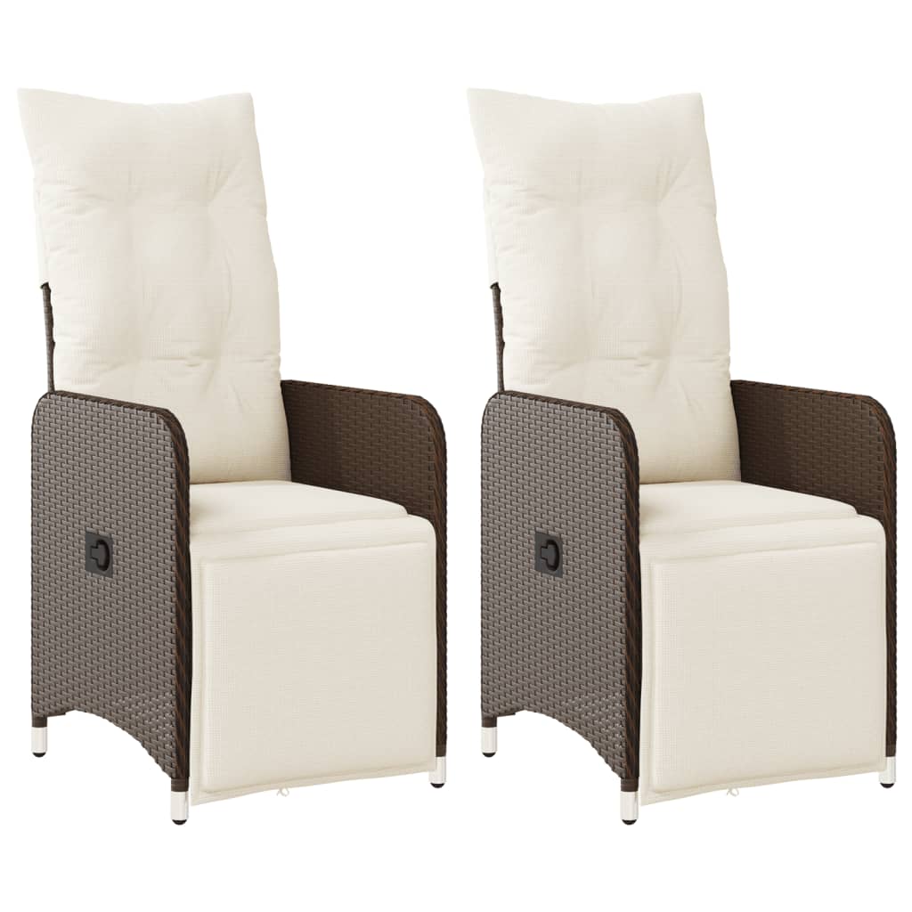 Reclining Garden Chair Set of 2 Brown