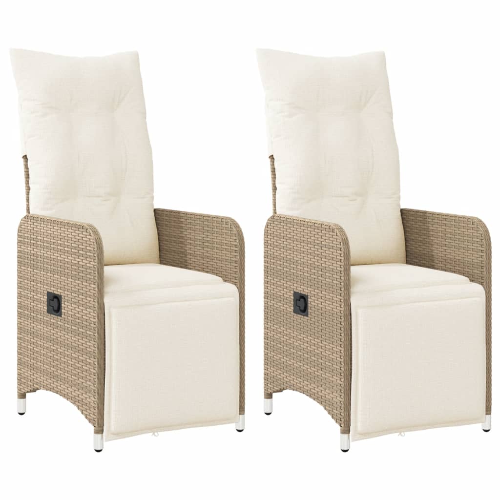 Reclining Garden Chair Set of 2 Beige