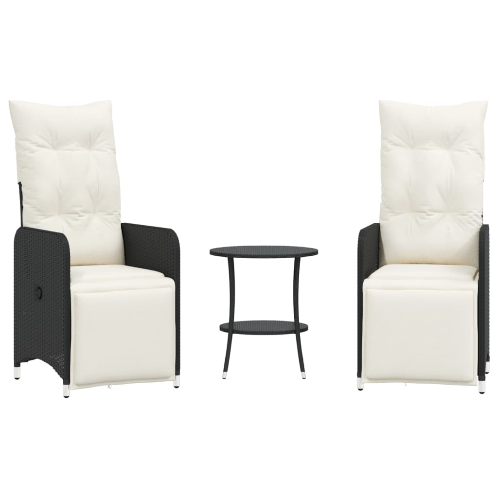 Reclining Garden Chair Set of 2 Black