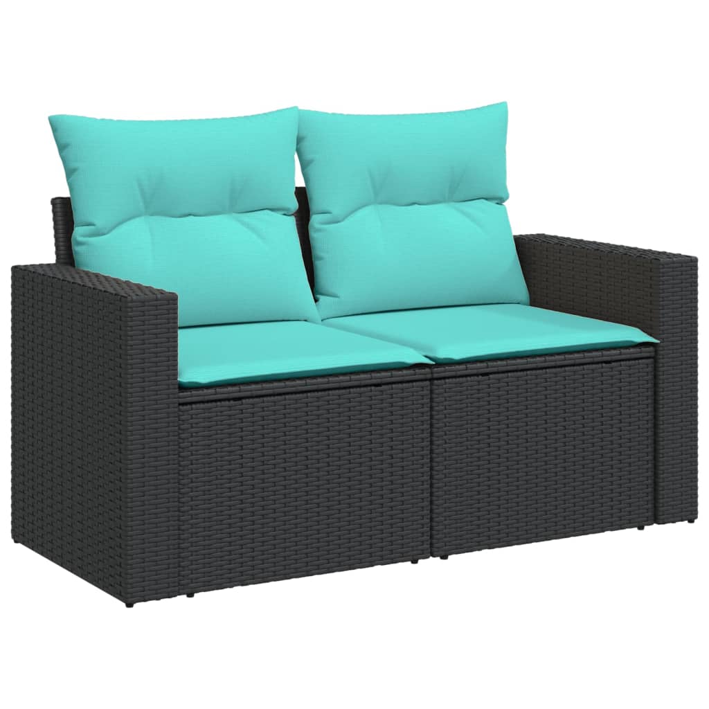 Garden Sofa Black PE rattan 2-seater Modular Garden Sofa