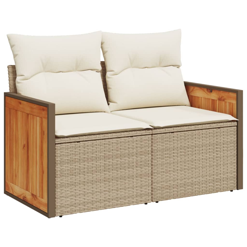 Garden Sofa Beige Poly Rattan 2-Seater UV-resistant materials