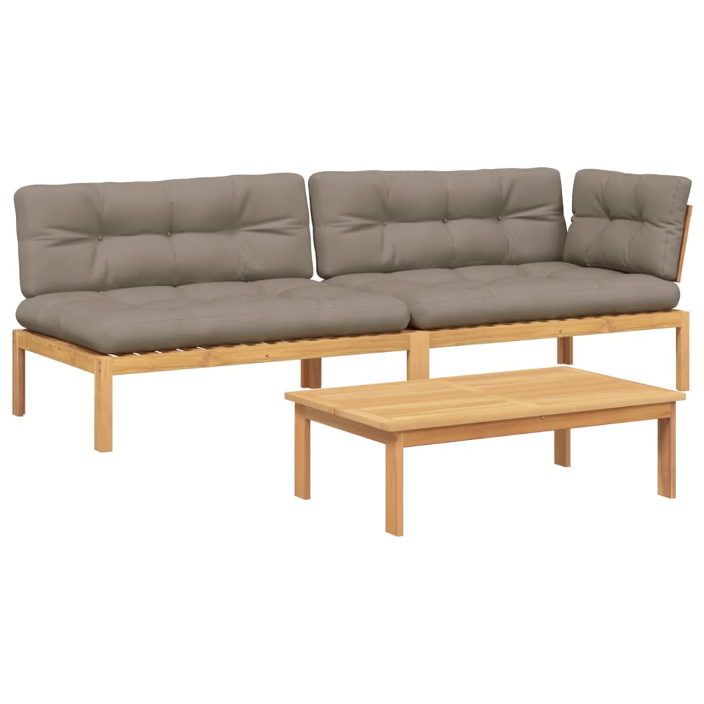 Pallet Sofa Set Taupe Solid Acacia wood
