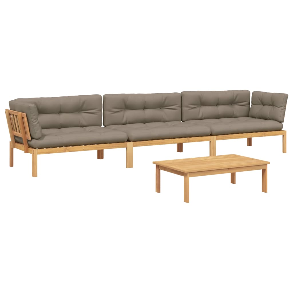 Pallet Sofa Set Taupe Solid acacia wood Medium