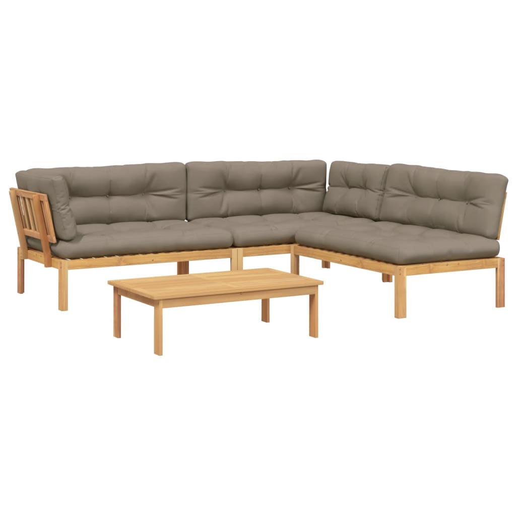 Pallet Sofa Set Taupe Solid Acacia wood Standard Modular