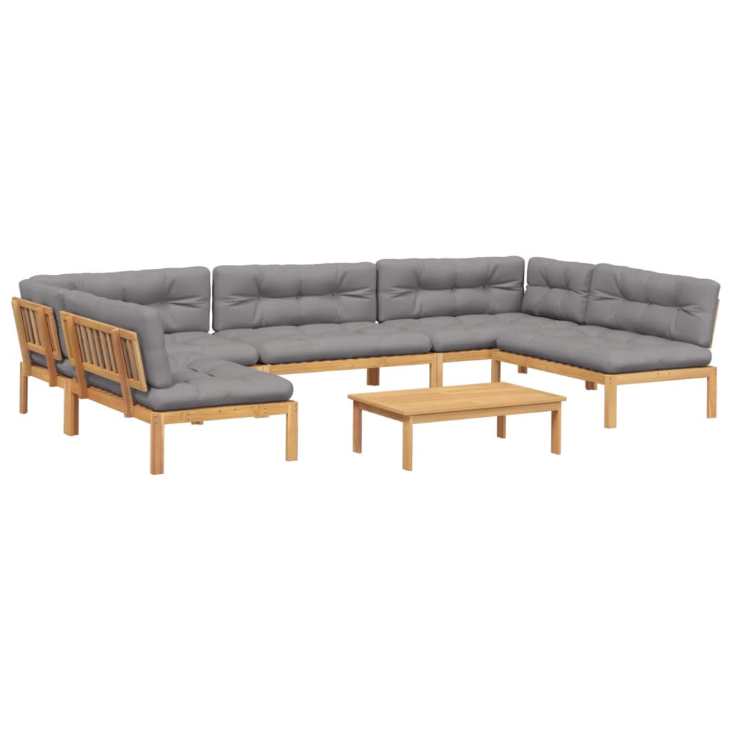Pallet Sofa Set Natural wood color and gray