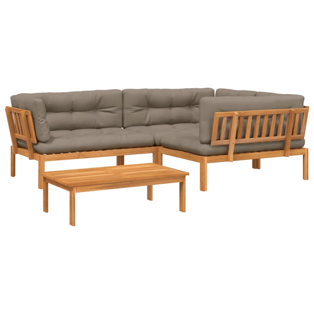 Pallet Sofa Set Taupe Solid Acacia wood Large Modular