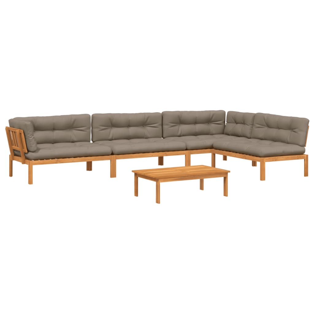 Patio Pallet Sofa Set Set of 5 Taupe, Natural Wood Brown