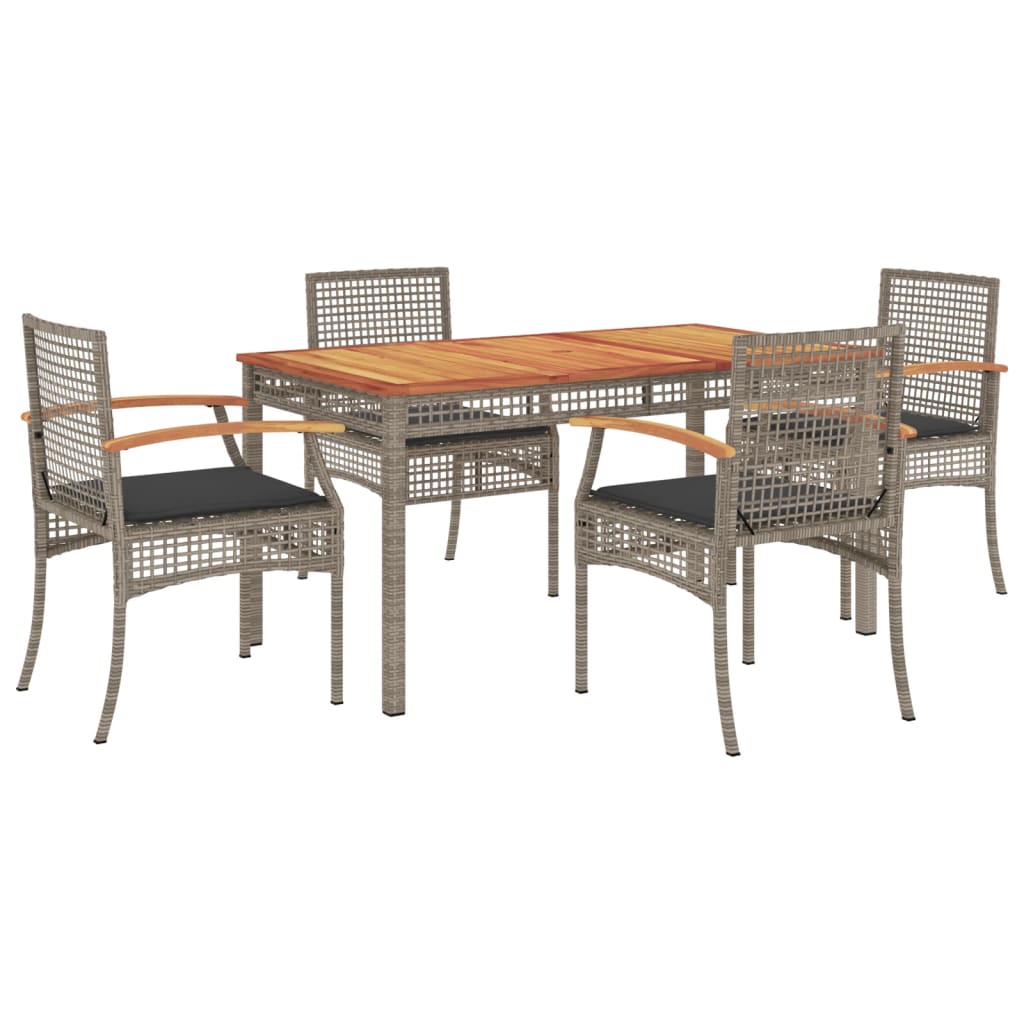 Garden Dining Set Grey PE rattan Medium Durable