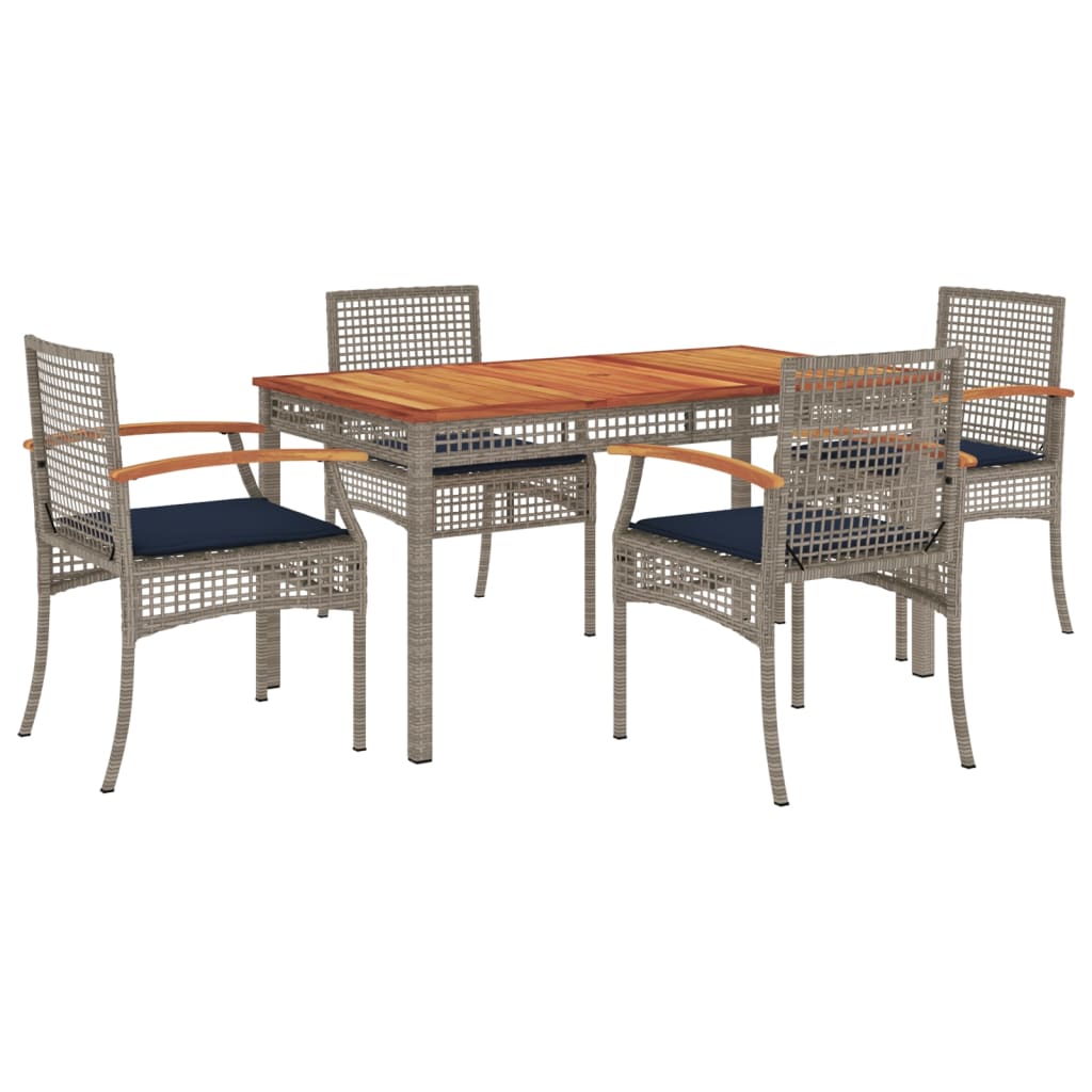 Patio Dining Set Set of 4 Grey PE rattan Medium