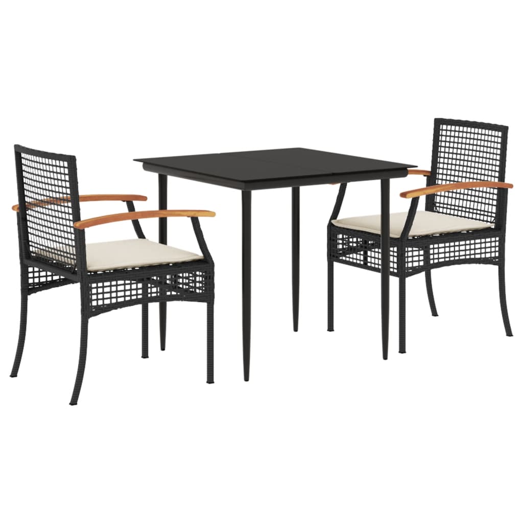 Garden Dining Set Black, Cream White