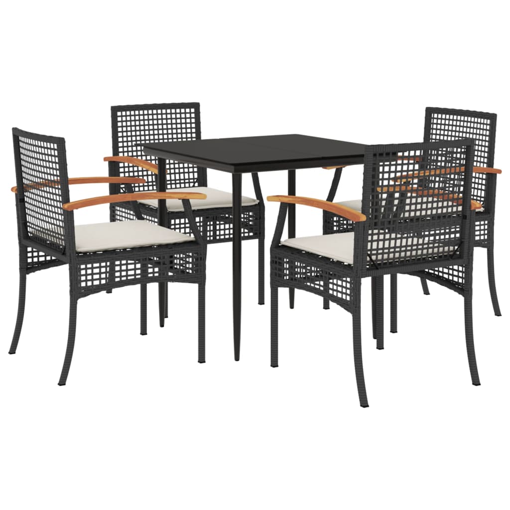 Garden Dining Set Black, Cream White