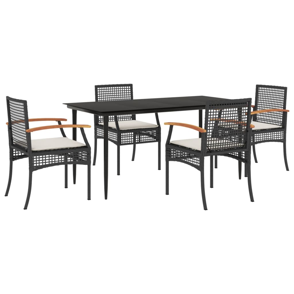 Garden Dining Set Black, Cream White