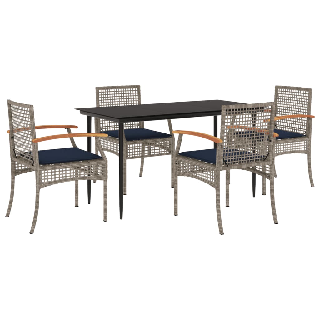 Patio Dining Set Set of 4 Gray, Black, Navy