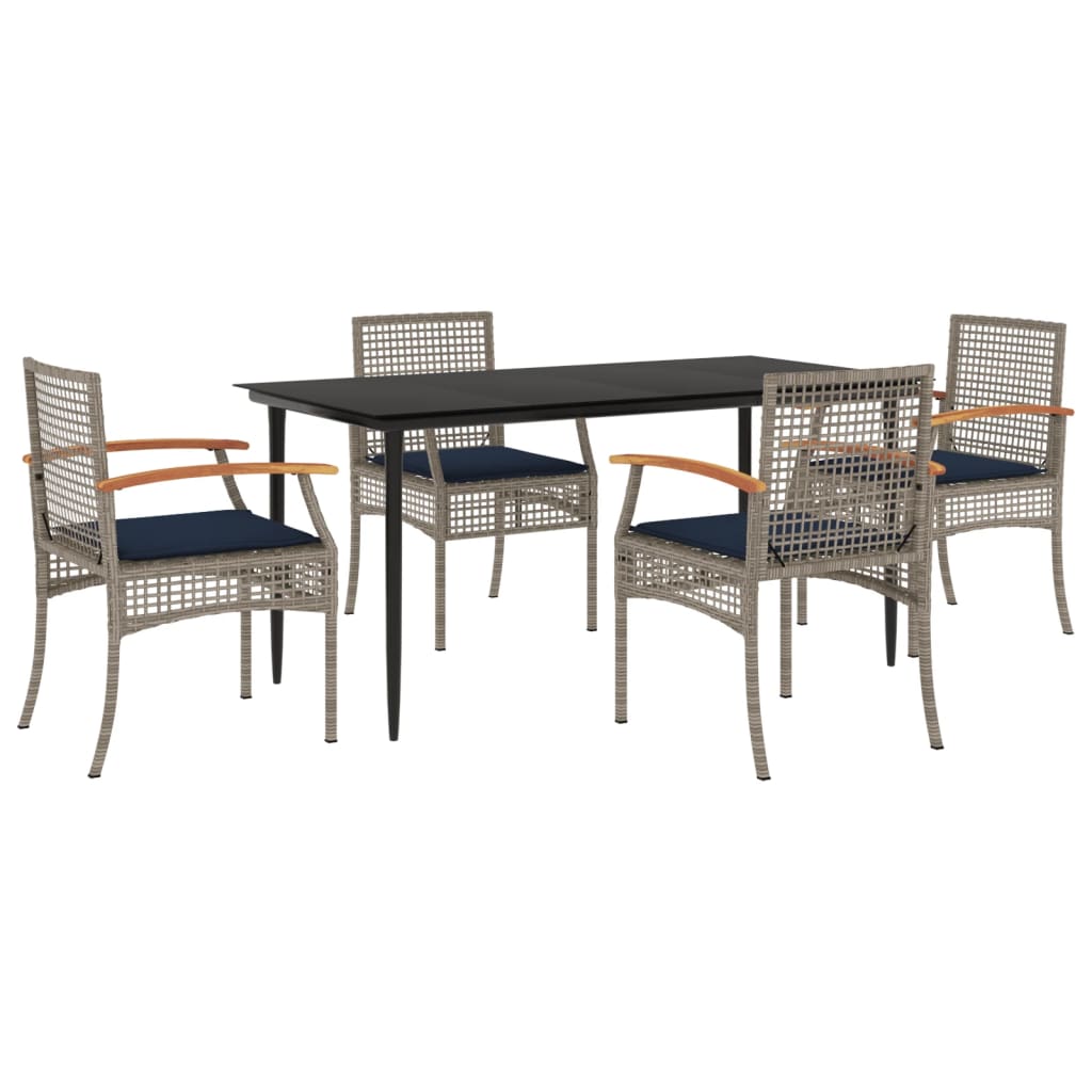 Patio Dining Set Set of 4 Gray, Navy Blue, Black